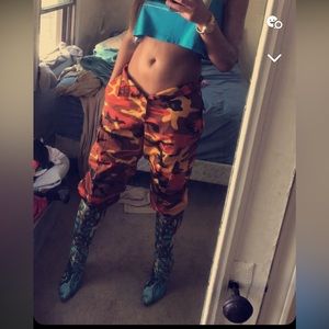 Boutique Orange Camo Pants